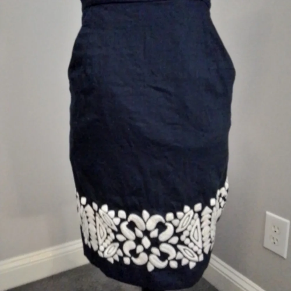Vineyard Vines Medallion Embroidered Blue & White Strapless Dress - 00